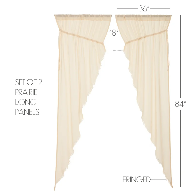 Bed skirts with a country - style patternTobacco Cloth Natural Prairie Long Panel Fringed Set of 2 84x36x18