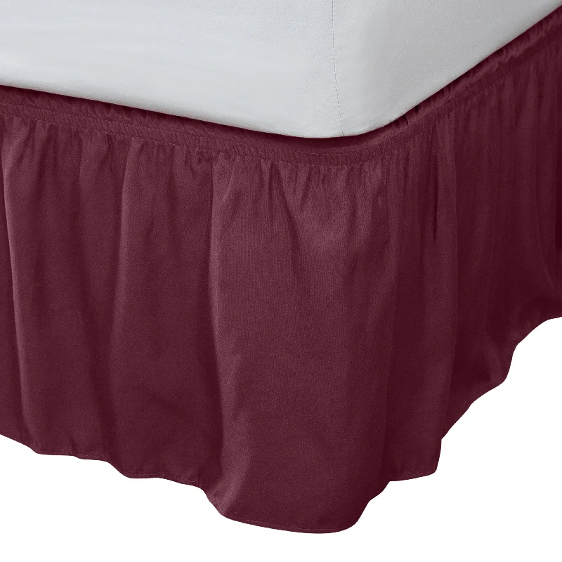 Bed skirts with a modern art - inspired printHome Details Wrap Around Bed Ruffle Queen/King in Burgundy Bed skirts with a modern art - inspired printHome Details Wrap Around Bed Ruffle Queen/King in Burgundy