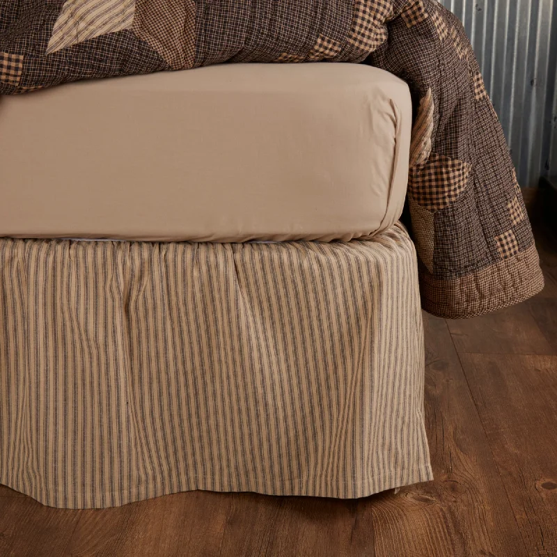 Bed skirts in neutral colors for easy pairingFarmhouse Star Ticking Stripe Bed Skirt