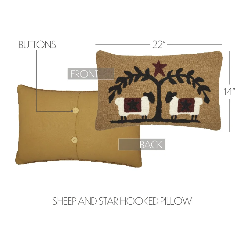 Full - size bed skirts with a gathered fabricHeritage Farms Sheep and Star Hooked Pillow 14x22 Full - size bed skirts with a gathered fabricHeritage Farms Sheep and Star Hooked Pillow 14x22