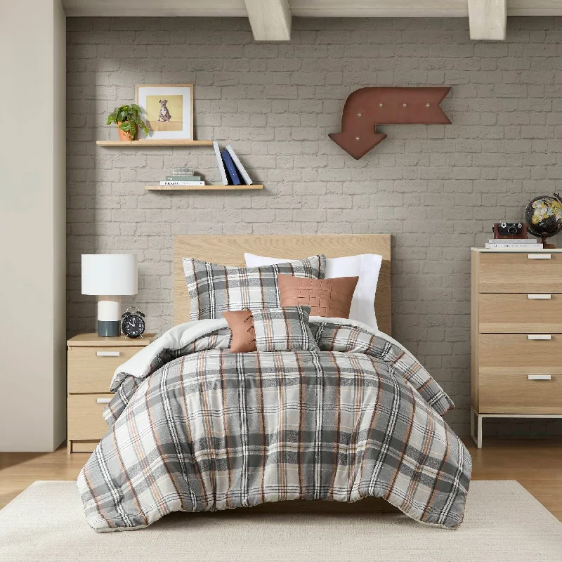 Microfiber - filled comforters that are lightweight and easy to care forIntelligent Design Liam Plaid Comforter Set