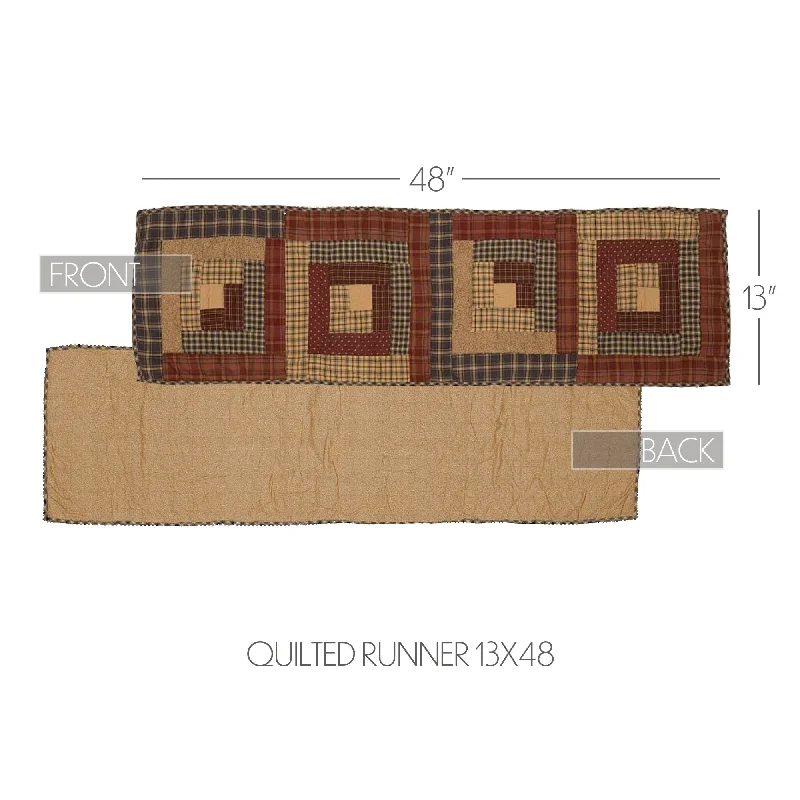 Bed skirts with a high - thread count for a quality feelMillsboro Runner Log Cabin Block Quilted 13x48 Bed skirts with a high - thread count for a quality feelMillsboro Runner Log Cabin Block Quilted 13x48