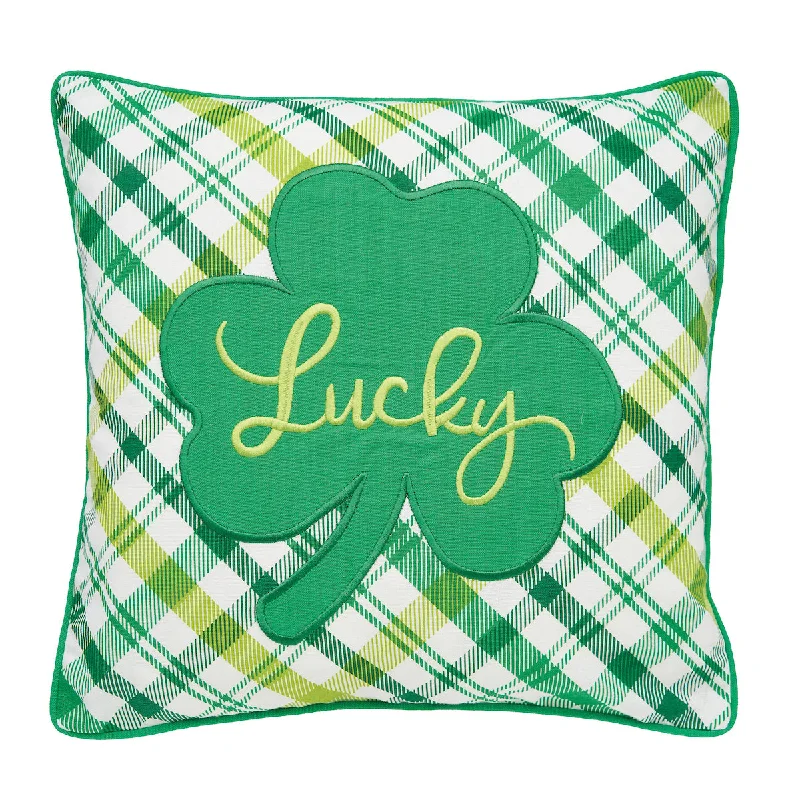 Back Support Pillows for Office ChairsLucky Clover Plaid Applique Pillow