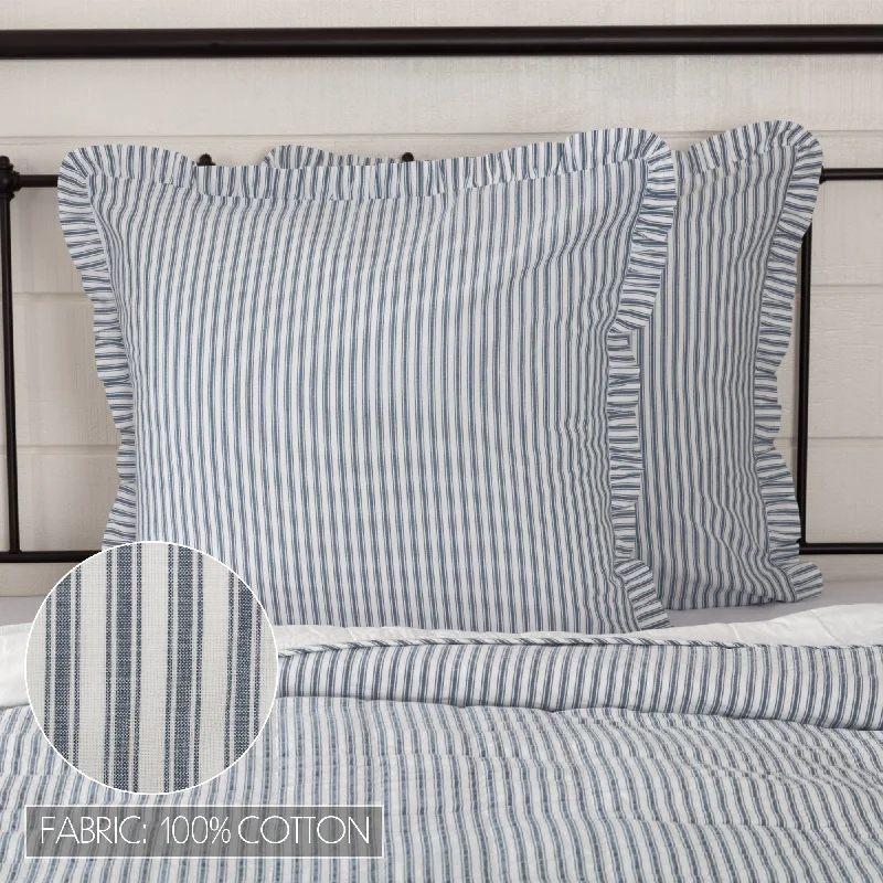 Bed skirts with a retro - style patternSawyer Mill Blue Ticking Stripe Fabric Euro Sham 26x26 Bed skirts with a retro - style patternSawyer Mill Blue Ticking Stripe Fabric Euro Sham 26x26