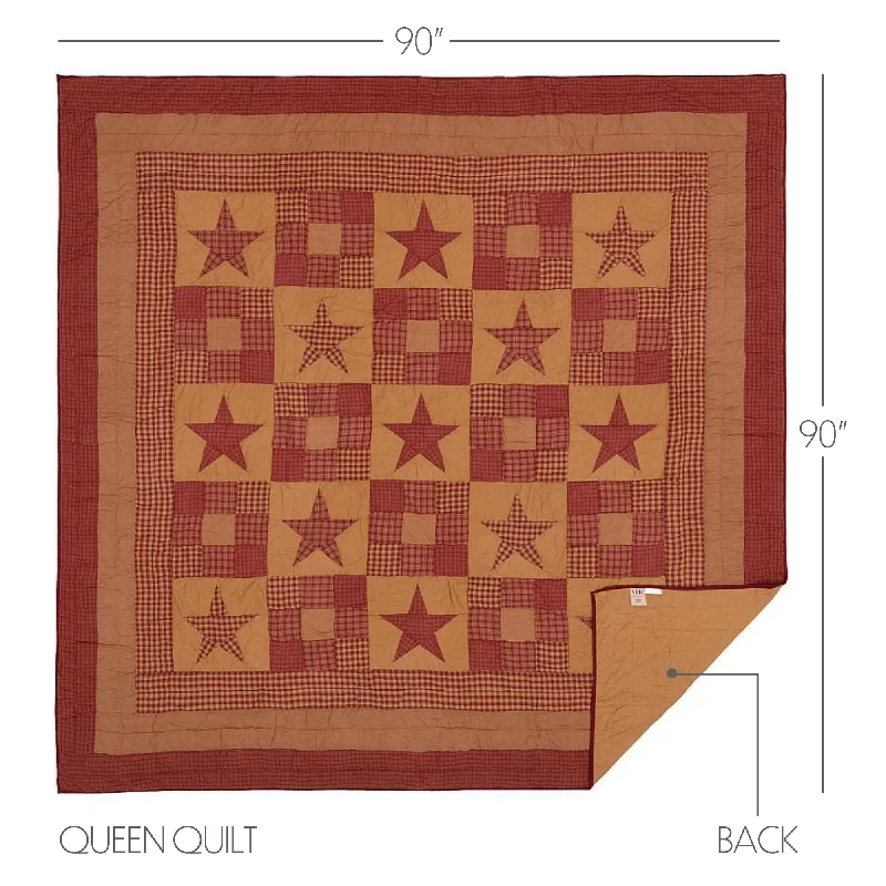 Bed skirts with a jacquard weave for a textured lookNinepatch Star Queen Quilt 90Wx90L Bed skirts with a jacquard weave for a textured lookNinepatch Star Queen Quilt 90Wx90L