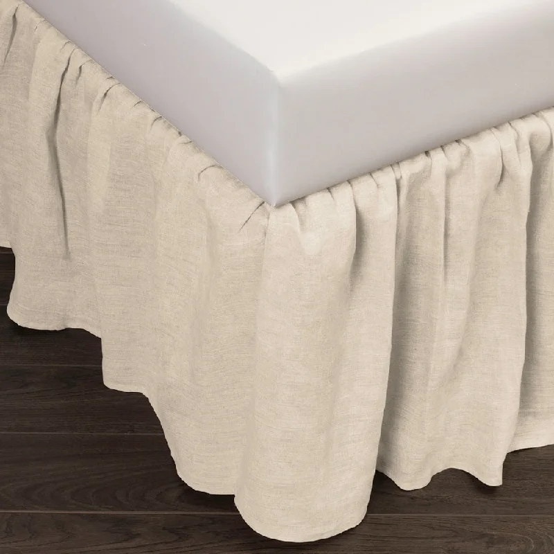 Bed skirts with a damask pattern for an elegant lookCottage Home Sillo Ivory Linen 3 Piece Bed skirt Bed skirts with a damask pattern for an elegant lookCottage Home Sillo Ivory Linen 3 Piece Bed skirt