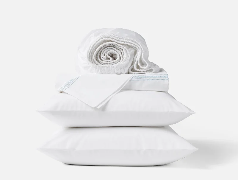 Kids Pillows with Fun DesignsLandscape Embroidered Organic Percale Sheet Set