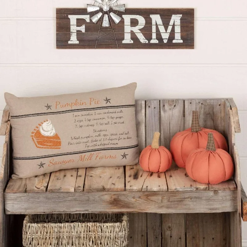 Bolster Pillows for Sofa DecorationSawyer Mill Charcoal Pumpkin Pie Recipe Pillow 14x22 VHC Brands