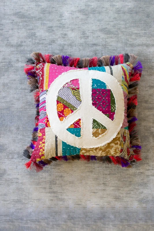 Soft and Fluffy Pillows for Bedroom ComfortKalalou NRV2252 Peace Kantha Pillow