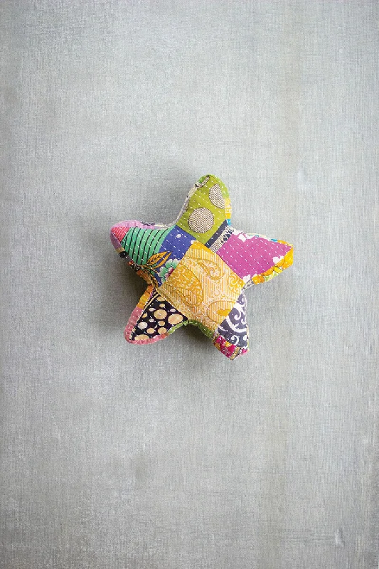 Kids Pillows with Fun DesignsKalalou NRV2203 Star Shape Kantha Pillow