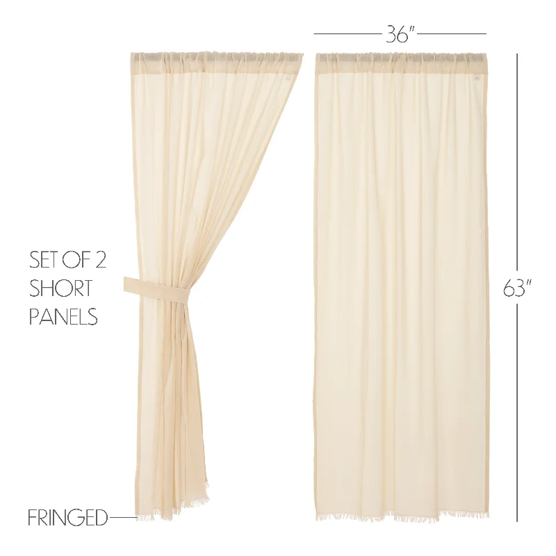 Bed skirts with a flannel material for a cozy winter optionTobacco Cloth Natural Short Panel Fringed Set of 2 63x36