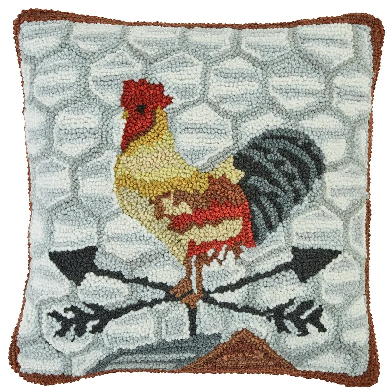 Down Alternative Pillows for Ethical ChoicesBreak of Day Rooster Hooked Pillow