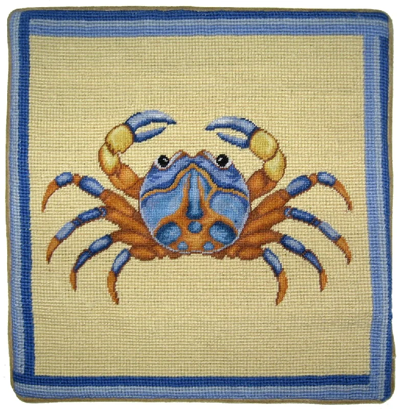 Plush Pillows for a Cozy BedBlue Crab Pettipoint Pillow 13 in.