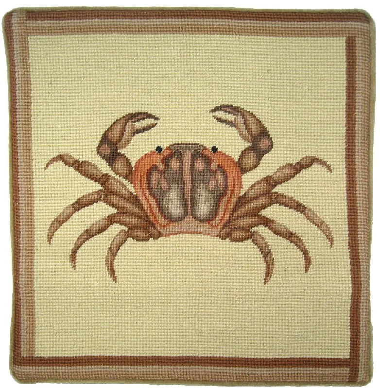 Cotton Pillows for Natural ComfortBrown Crab Pettipoint Pillow 13 in.