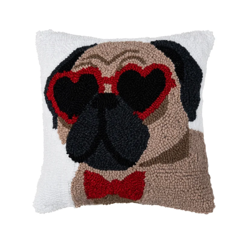 Soft and Fluffy Pillows for Bedroom ComfortPugs & Kisses Hooked Mini Pillow