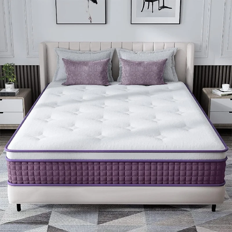 Natural latex and organic cotton blend mattresses10 in Euro Purple Foam Innerspring Mattress in a Box