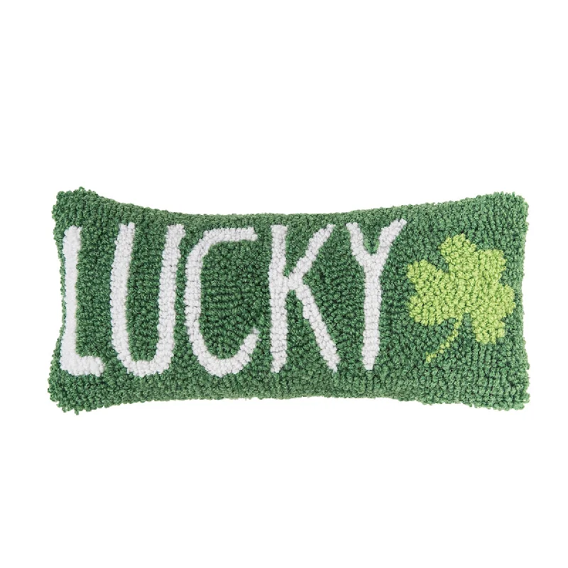 Kids Pillows with Fun DesignsLucky Clover Hooked Mini Pillow