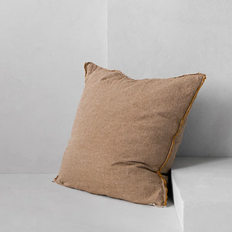 Square Pillows for Modern Home DecorFlocca Linen Pillow - Brun