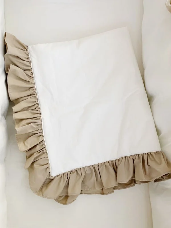 Travel Pillows for Long JourneysRuffle Baby Crib Quilt in Porcelain and Oatmeal