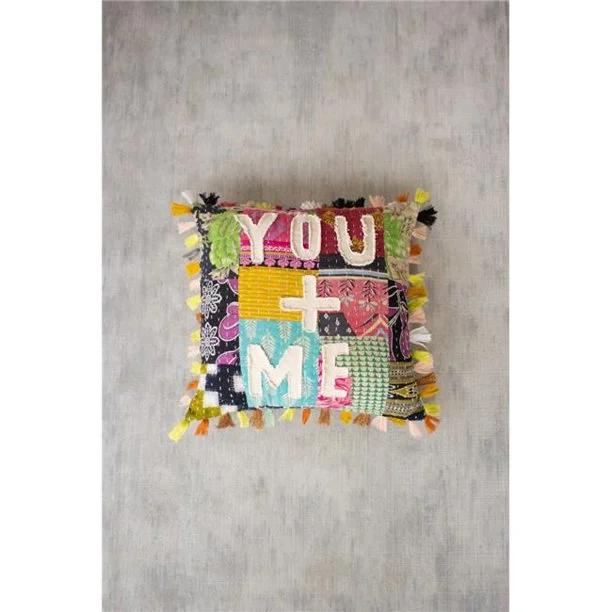 Bolster Pillows for Sofa DecorationKalalou NRV2134 You Plus Me Kantha Pillow