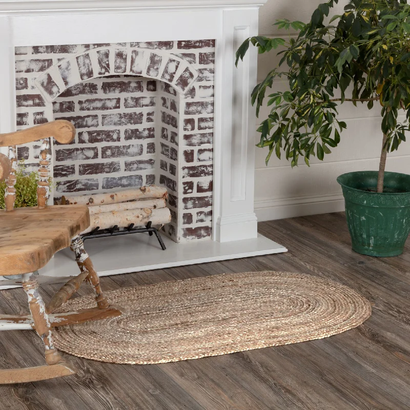 Bed skirts with a shabby - chic styleNatural Jute Rug Oval w/ Pad 27x48
