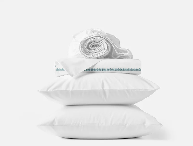 Feather Pillows for a Luxurious SleepFloret Embroidered Organic Percale Sheet Set