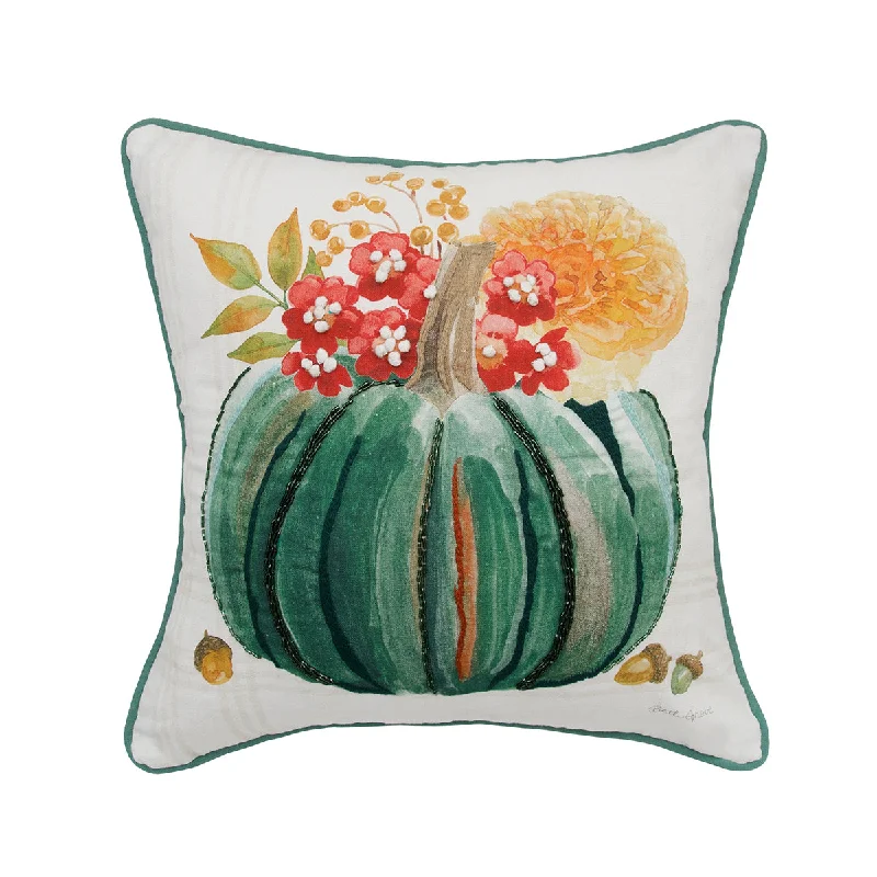 Firm Pillows for Side SleepersTeal Pumpkin Harvest Pillow