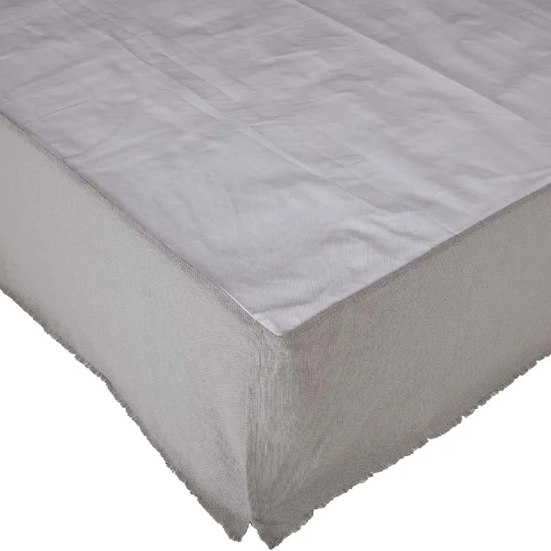 Bed skirts in pastel shades for a delicate lookBurlap Dove Grey Fringed Queen Bed Skirt 60x80x16 Bed skirts in pastel shades for a delicate lookBurlap Dove Grey Fringed Queen Bed Skirt 60x80x16