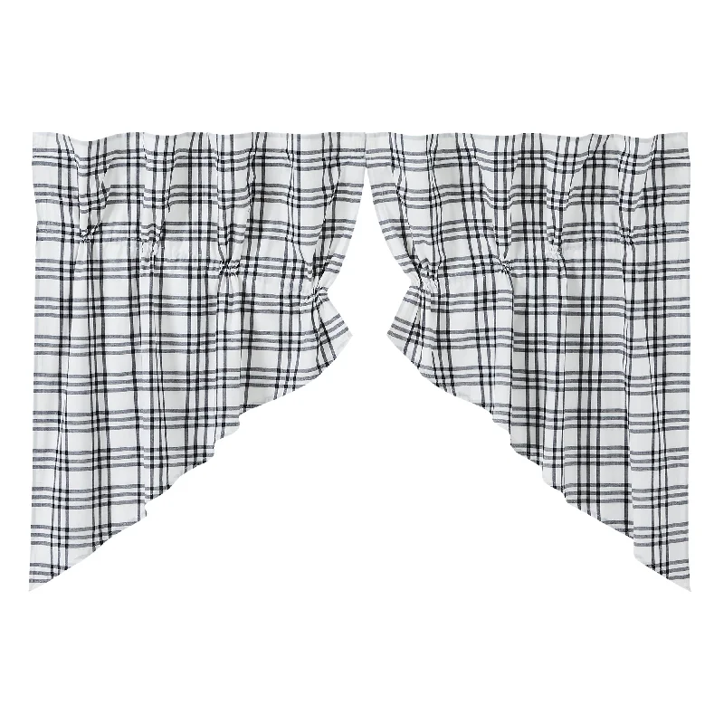 Bed skirts with a herringbone pattern for a sophisticated lookSawyer Mill Black Plaid Prairie Swag Set of 2 36x36x18 Bed skirts with a herringbone pattern for a sophisticated lookSawyer Mill Black Plaid Prairie Swag Set of 2 36x36x18