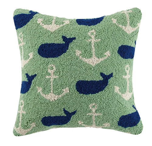 Soft and Fluffy Pillows for Bedroom ComfortWhale & Anchor Hooked Pillow 16 in.