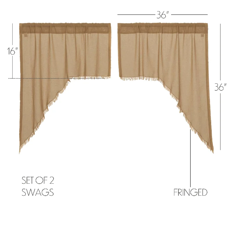 Bed skirts with a paisley print for an exotic feelTobacco Cloth Khaki Swag Fringed Set of 2 36x36x16