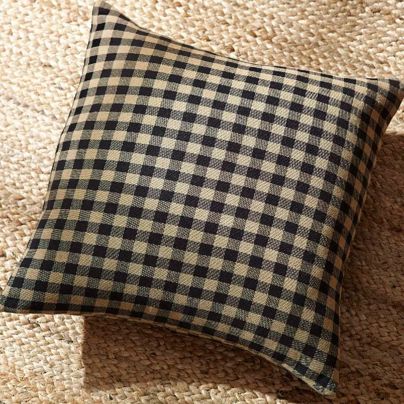 Soft and Fluffy Pillows for Bedroom ComfortBlack Check Fabric Pillow 16 inch