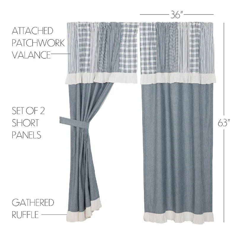 King - size bed skirts in solid colorsSawyer Mill Blue Chambray Solid Short Panel with Attached Patchwork Valance Set of 2 63x36 King - size bed skirts in solid colorsSawyer Mill Blue Chambray Solid Short Panel with Attached Patchwork Valance Set of 2 63x36