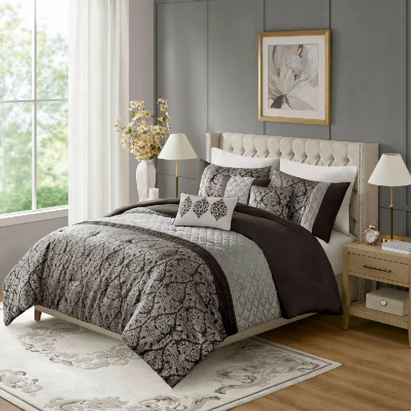Silk - filled comforters for a luxurious and smooth touchMadison Park Lily 6 Piece Jacquard Comforter Set with Throw Pillows Silk - filled comforters for a luxurious and smooth touchMadison Park Lily 6 Piece Jacquard Comforter Set with Throw Pillows