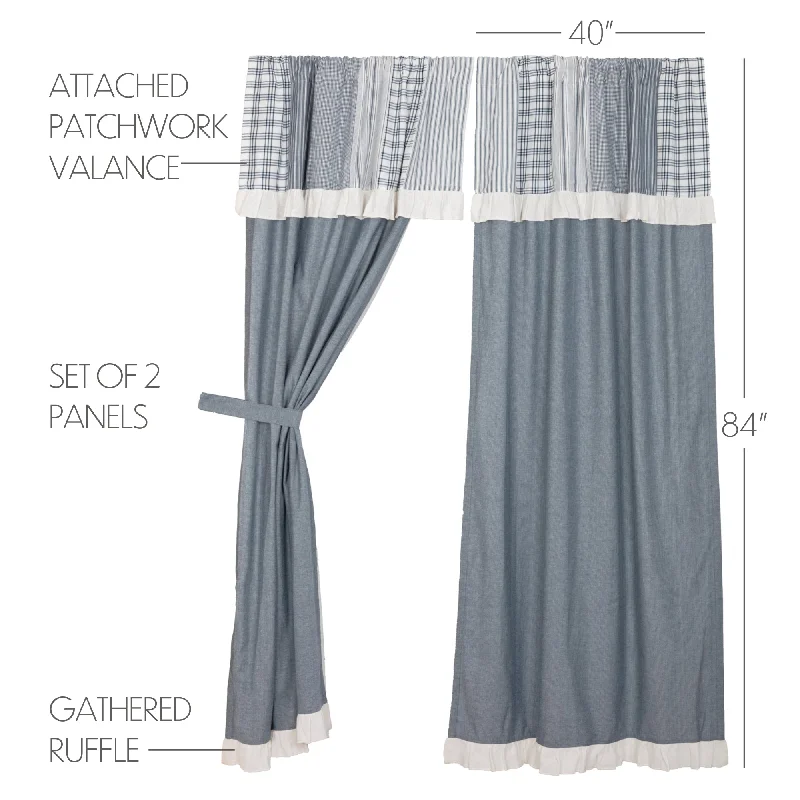 Twin - size bed skirts for a single bedSawyer Mill Blue Chambray Solid Panel with Attached Patchwork Valance Set of 2 84x40 Twin - size bed skirts for a single bedSawyer Mill Blue Chambray Solid Panel with Attached Patchwork Valance Set of 2 84x40