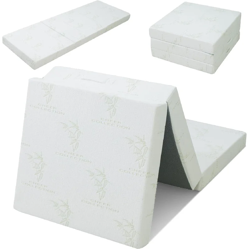 Wool - filled mattresses for natural insulation and moisture - wickingCheer Collection Tri-fold 4-inch Folding Futon Mattress Wool - filled mattresses for natural insulation and moisture - wickingCheer Collection Tri-fold 4-inch Folding Futon Mattress