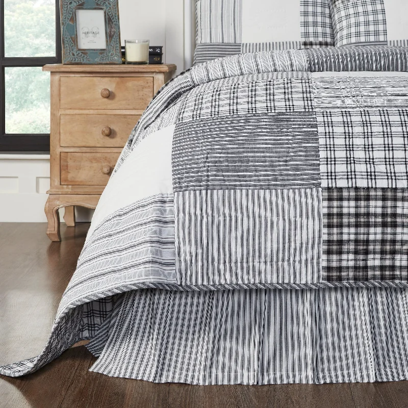 Bed skirts with a high - quality elastic waistbandSawyer Mill Black Ticking Stripe King Bed Skirt 78x80x16 Bed skirts with a high - quality elastic waistbandSawyer Mill Black Ticking Stripe King Bed Skirt 78x80x16