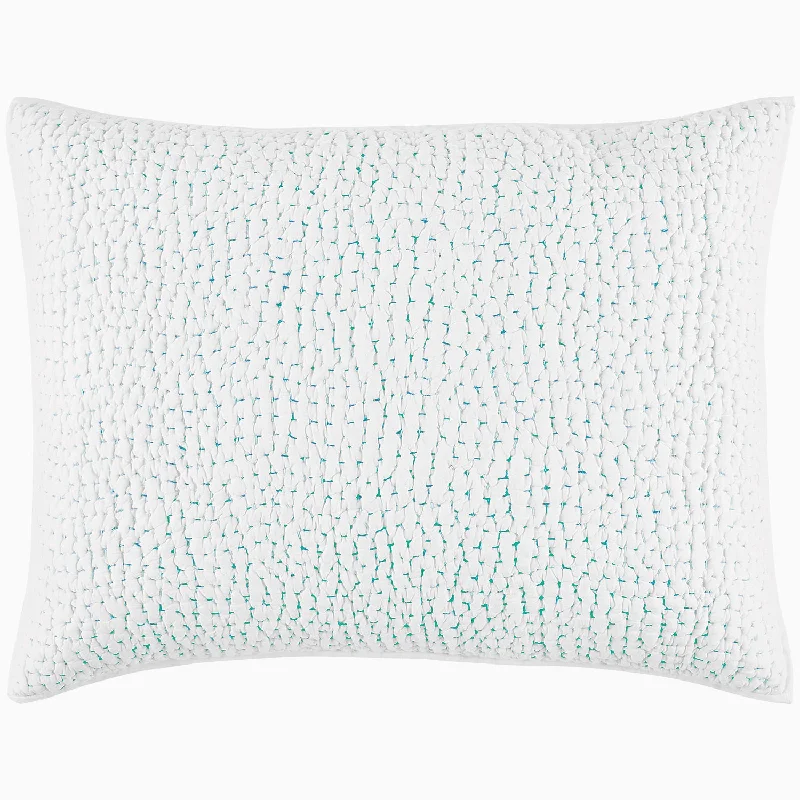 Soft and Fluffy Pillows for Bedroom ComfortOrganic Hand Stitched Seaglass Sham