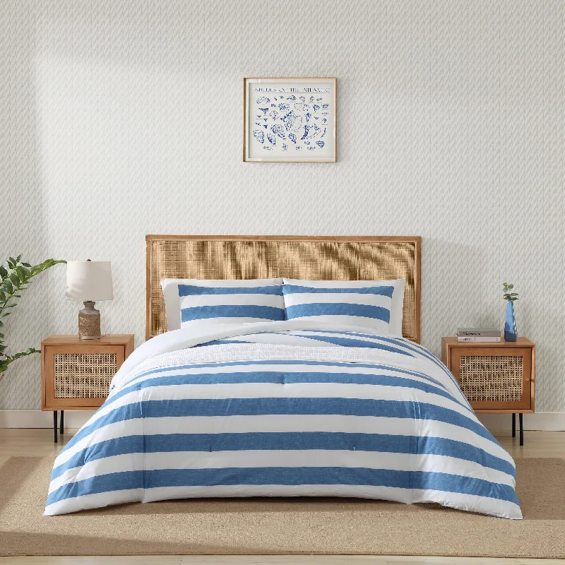 Down - filled comforters for supreme warmth and lightnessTommy Bahama Awning Stripe Cotton Comforter Set Down - filled comforters for supreme warmth and lightnessTommy Bahama Awning Stripe Cotton Comforter Set
