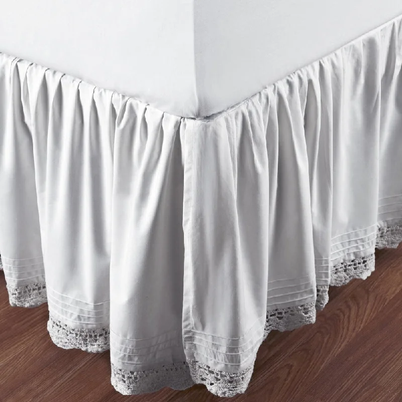 Bed skirts with a tropical print for a vacation - inspired feelGracewood Hollow Garcia Ruffled Bella Crochet 18-inch Bedskirt