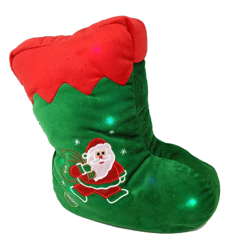 Bolster Pillows for Sofa DecorationTache Squishy Light Up Cute Christmas Santa Stocking Microbead LED Throw Pillow