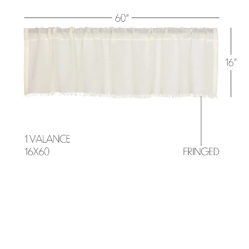 Bed skirts with a vintage - inspired patternTobacco Cloth Antique White Valance Fringed 16x60