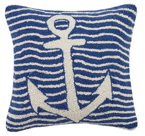Square Pillows for Modern Home DecorMulti Wave Anchor Hooked Pillow 16 in.
