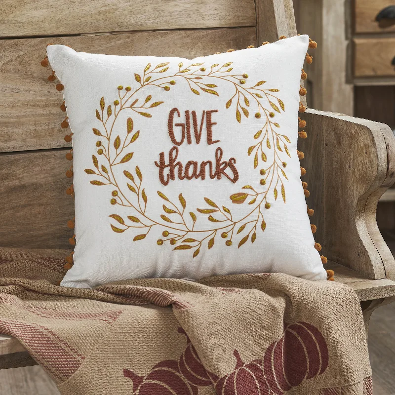 Pregnancy Pillows for Expectant MothersGive Thanks Wreath Pom Pom Pillow