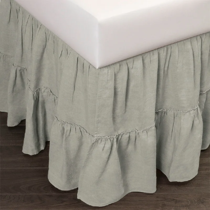 Linen bed skirts for a natural and rustic feelCourtney Linen Seaglass 3 Piece Tuck-In Bed Skirt Linen bed skirts for a natural and rustic feelCourtney Linen Seaglass 3 Piece Tuck-In Bed Skirt