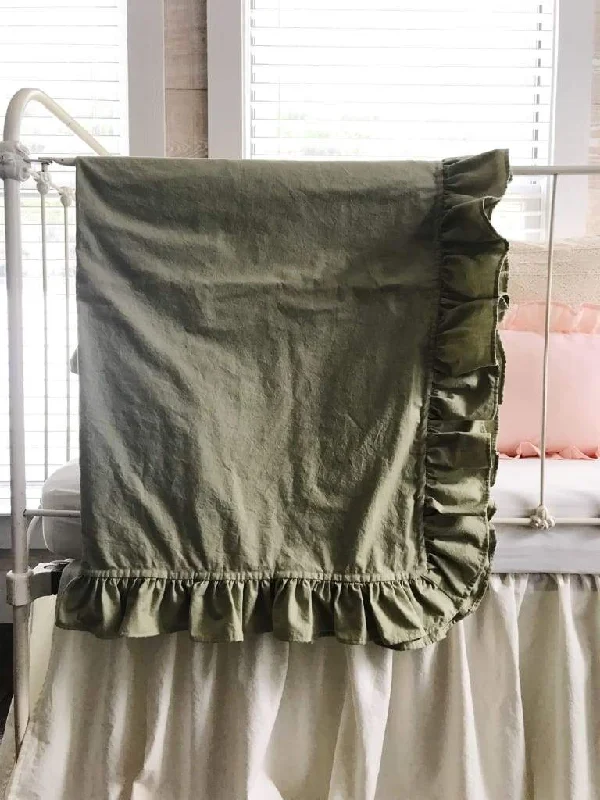 Round Pillows for Boho-Style InteriorsSage Green Ruffled Crib Blanket