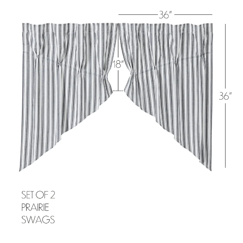 Bed skirts with a unicorn - themed print for kids' bedsSawyer Mill Black Ticking Stripe Prairie Swag Set of 2 36x36x18 Bed skirts with a unicorn - themed print for kids' bedsSawyer Mill Black Ticking Stripe Prairie Swag Set of 2 36x36x18