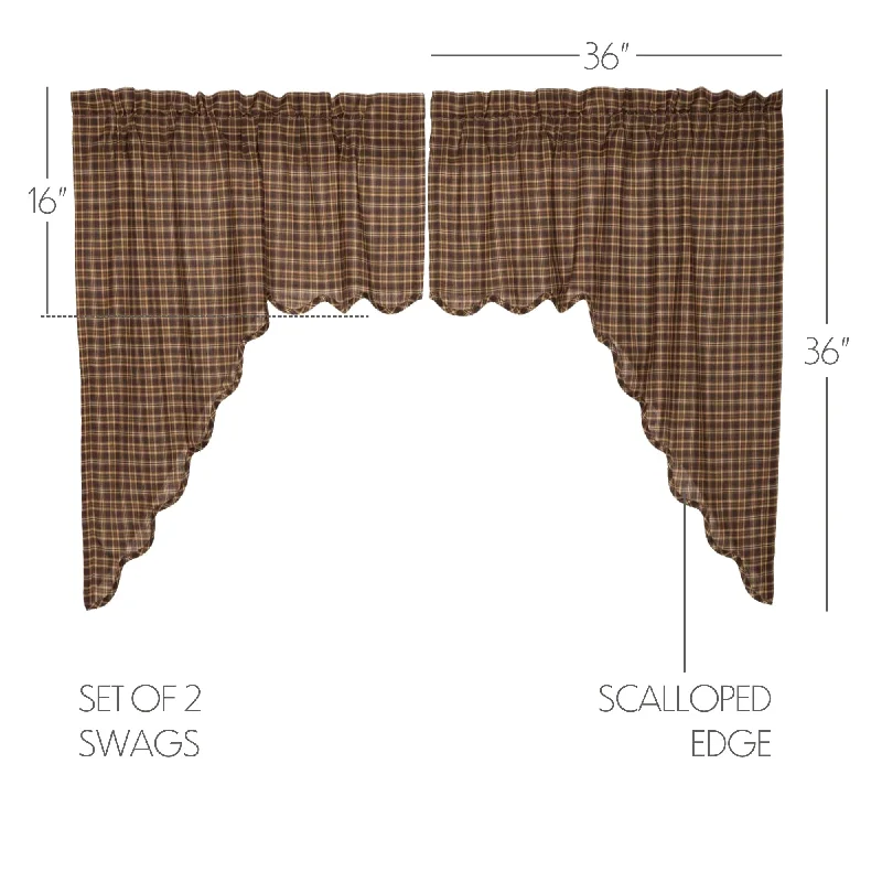 Bed skirts with a plaid pattern for a traditional stylePrescott Swag Scalloped Set of 2 36x36x16 Bed skirts with a plaid pattern for a traditional stylePrescott Swag Scalloped Set of 2 36x36x16