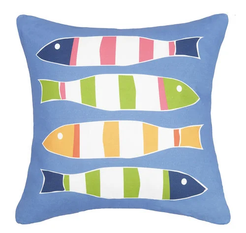 Kids Pillows with Fun DesignsBlue Picket Fish Pillow 20 in.