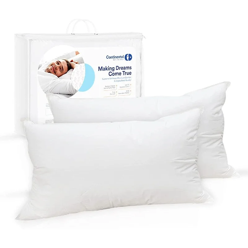Plush Pillows for a Cozy BedSet of 2 Double Down Surround Pillows - 5 Star Hotel Pillow - White